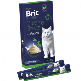 Кремообразно лакомство за котки Brit Premium by Nature Cat Creamy Treats with Rabbit  със заешко  месо 6х15г